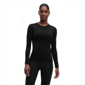 μπλουζακια γυναικεια On Cloud Merino Long-T Black | GR_ON9151