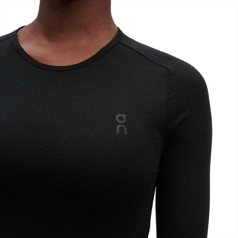 μπλουζακια γυναικεια On Cloud Merino Long-T Black | GR_ON9151